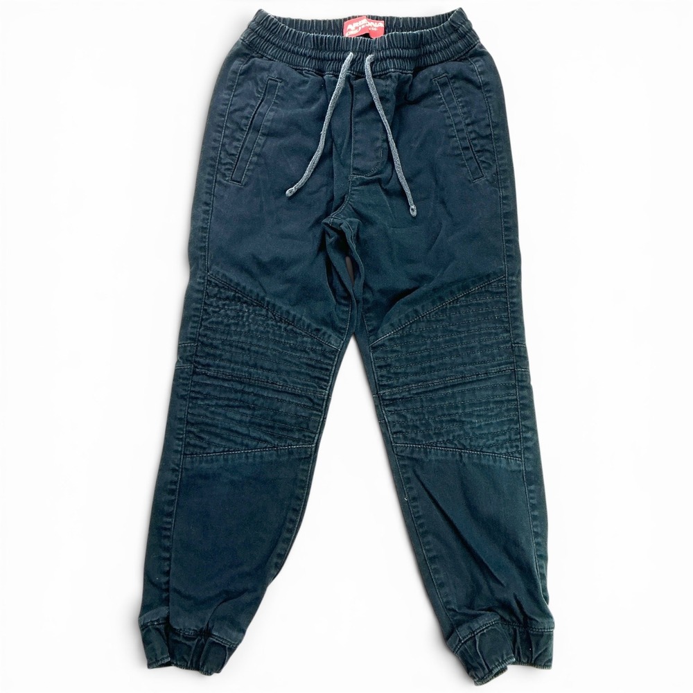 Arizona Black Moto Jogger Pants Kids Size 8 Regular Quilted Knee Drawstring